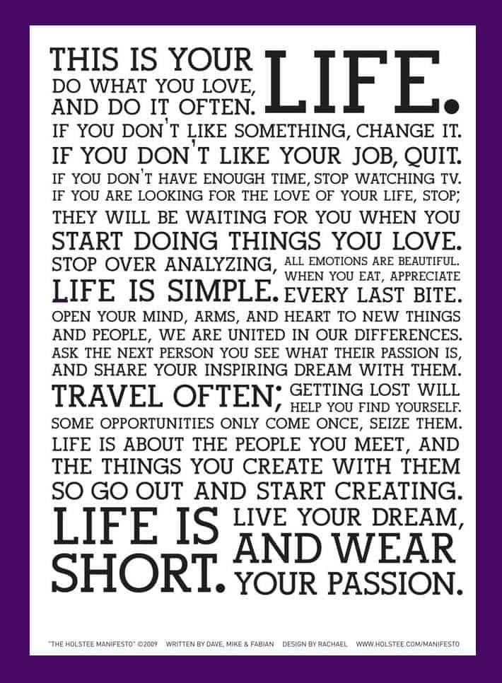 the holstee manifesto - do what you love and do it often