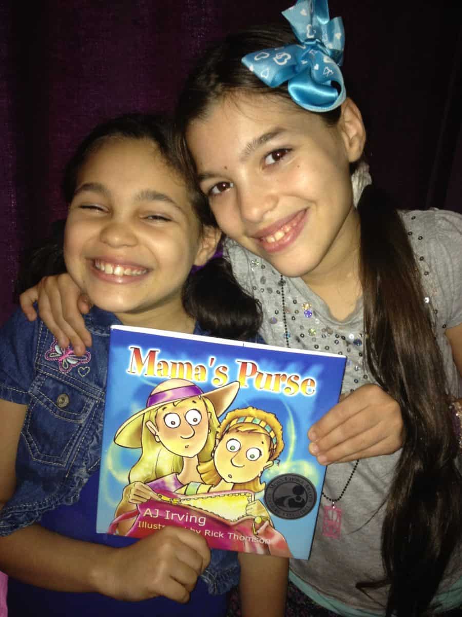 Elisha and Elyssa after reading Mama's Purse by AJ Irving