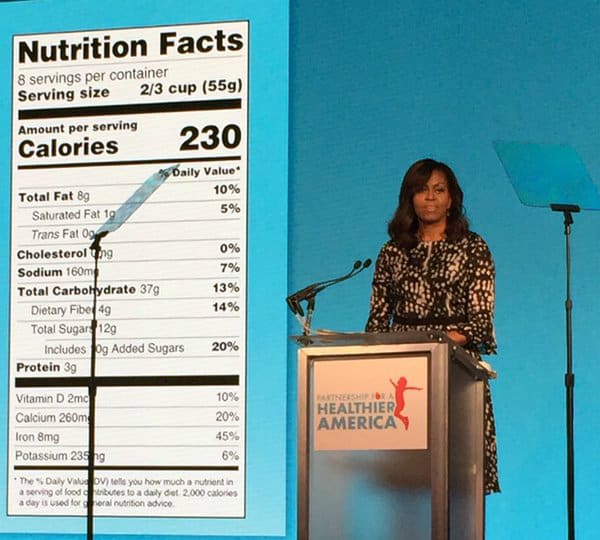 Honorary First Lady Michelle Obama announces new Nutritional Facts Label redesign at PHA Summit - Making the healthy choice the easy choice
