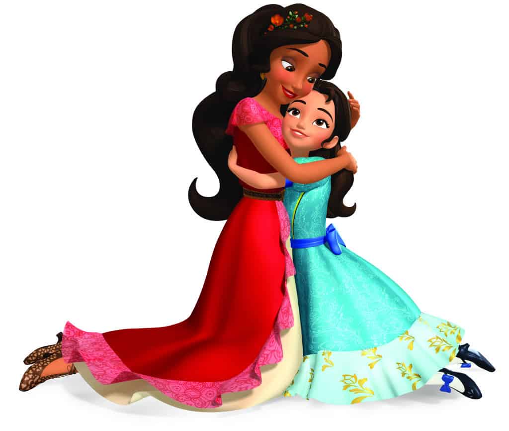 Elena of Avalor hugging her sister Isabel