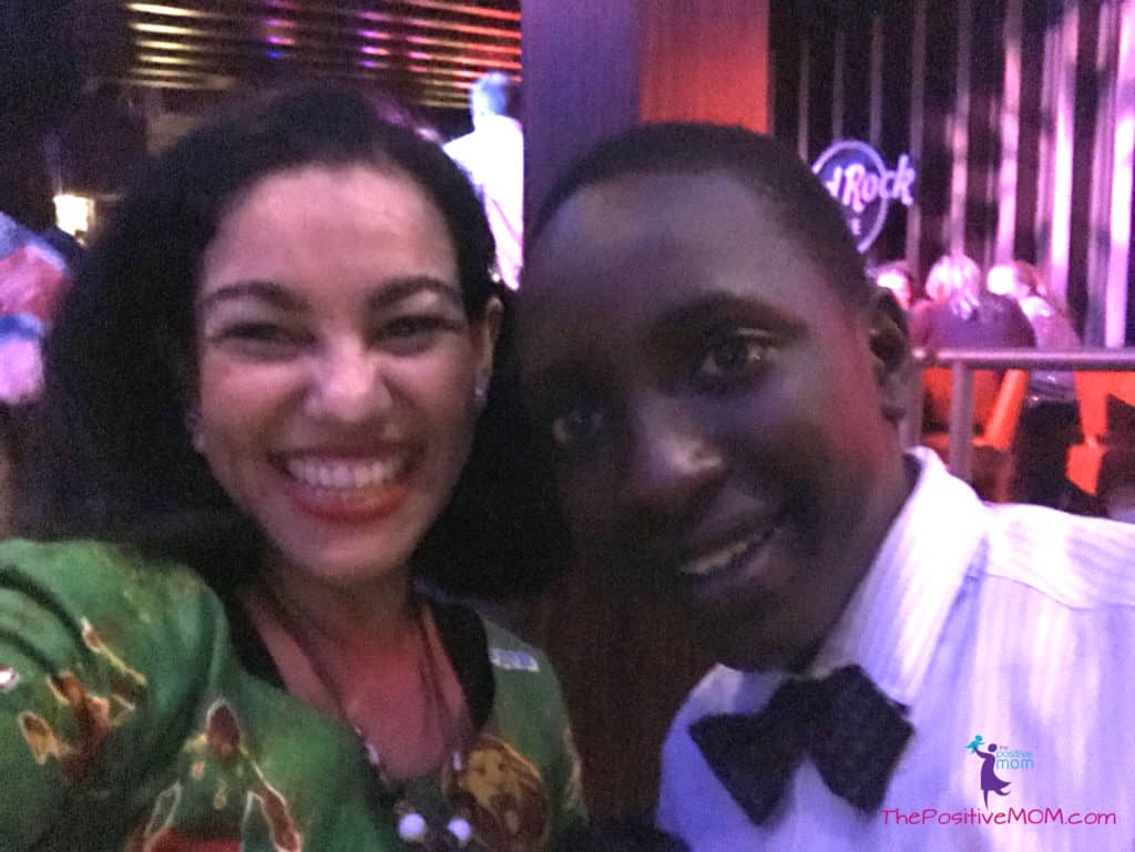 Martin Kabanza and Elayna Fernandez ~ The Positive MOM - at the Queen Of Katwe after party at Hard Rock Cafe Hollywood Blvd.