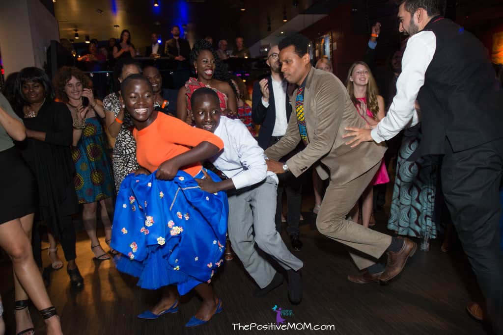 Dancing with the stars of Queen Of Katwe at the movie premier after party at the Hard Rock Cafe on Hollywood Boulevard