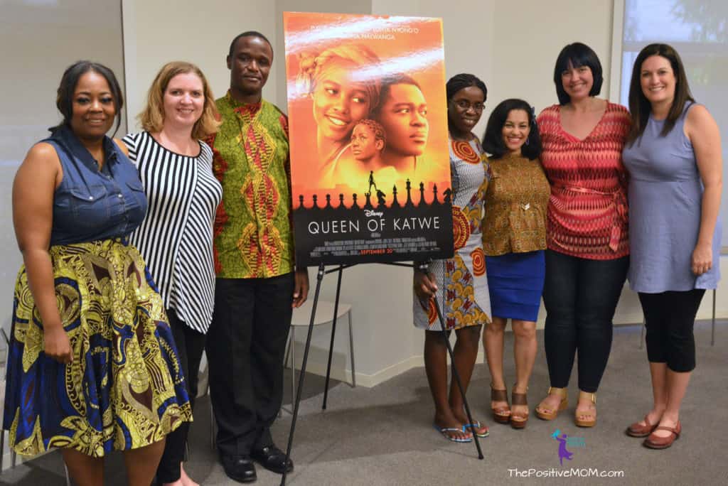 Top Disney bloggers with Queen Of Katwe real life inspirations, chess prodigy Phiona Mutesi and Coach Robert Katende
