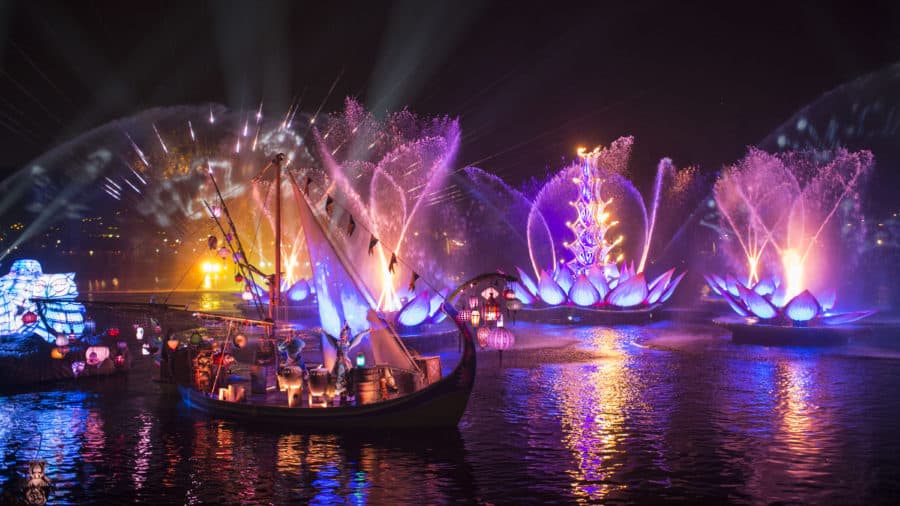 Rivers of Light is an all-new nighttime show at Disney's Animal Kingdom at Walt Disney World Resort. Rich in symbolism and storytelling, the elaborate theatrical production takes guests on a breathtaking emotional journey -- a visual mix of water, fire, nature and light all choreographed to an original musical score. Rivers of Light will be performed on select nights. (David Roark, photographer)