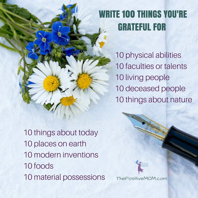 Write 100 things you are grateful for - Gratitude Challenge - Elayna Fernandez ~ The Positive MOM