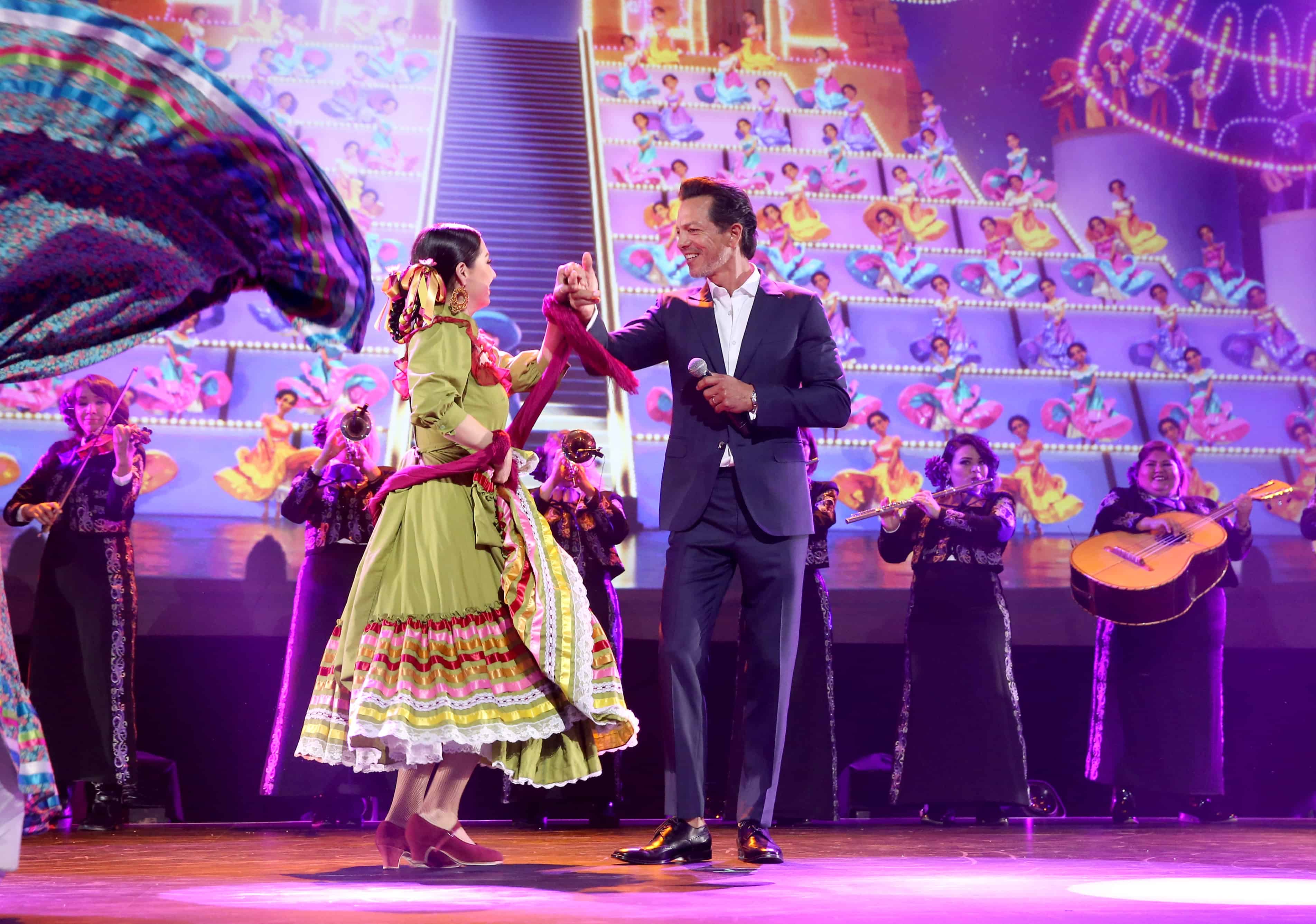 ANAHEIM, CA - JULY 14:  Dancer Kareli Montoya (L) and actor Benjamin Bratt of COCO took part today in the Walt Disney Studios animation presentation at Disney's D23 EXPO 2017 in Anaheim, Calif. COCO will be released in U.S. theaters on November 22, 2017.  (Photo by Jesse Grant/Getty Images for Disney) *** Local Caption *** Kareli Montoya; Benjamin Bratt