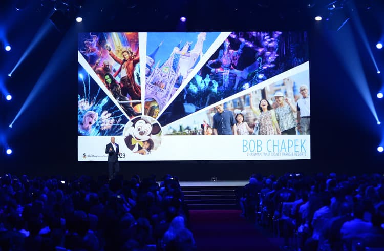 DISNEY PARKS AT D23 EXPO 2017 - Saturday, July 15, 2017 - Walt Disney Parks and Resorts announced an extraordinary line-up of brand new attractions and experiences coming to its parks and resorts around the world at D23 Expo 2017 in Anaheim, California. The Ultimate Disney Fan Event - brings together all the worlds of Disney under one roof for three packed days of presentations, pavilions, experiences, concerts, sneak peeks, shopping, and more. The event, which takes place July 14-16 at the Anaheim Convention Center, provides fans with unprecedented access to Disney films, television, games, theme parks, and celebrities. (Disney/Image Group LA) BOB CHAPEK (CHAIRMAN, DISNEY PARKS AND RESORTS)