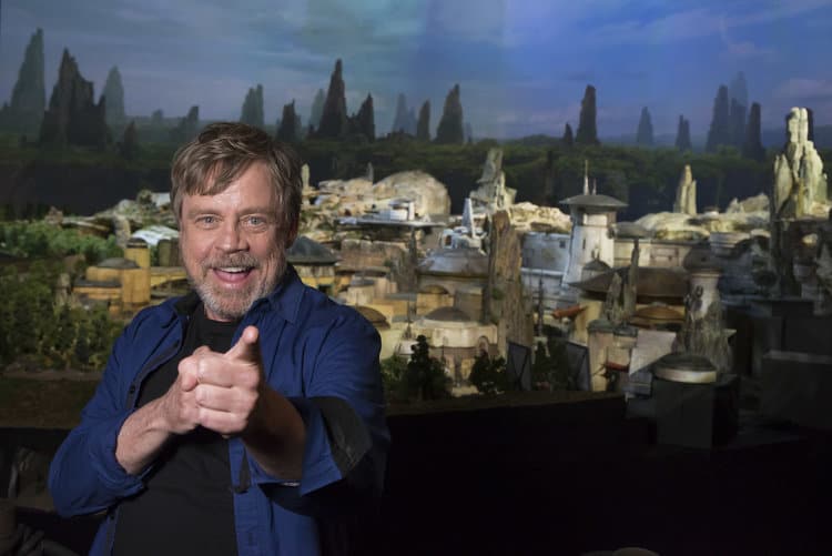 MARK HAMILL VISITS DISNEY PARKSÕ "STAR WARS: GALAXYÕS EDGE" AT D23 EXPO - Mark Hamill, from the upcoming film "Star Wars: The Last Jedi," was among the first to see a fully detailed model of Disney Parks new Star Wars-themed land while visiting D23 Expo in Anaheim, California, July 14. It was announced at the Disney fan event that the all-new 14-acre land will be called 'Star Wars: GalaxyÕs Edge' when it opens in 2019 at Disneyland Resort in California and Walt Disney World Resort in Florida. (Joshua Sudock/Disney Parks) MARK HAMILL