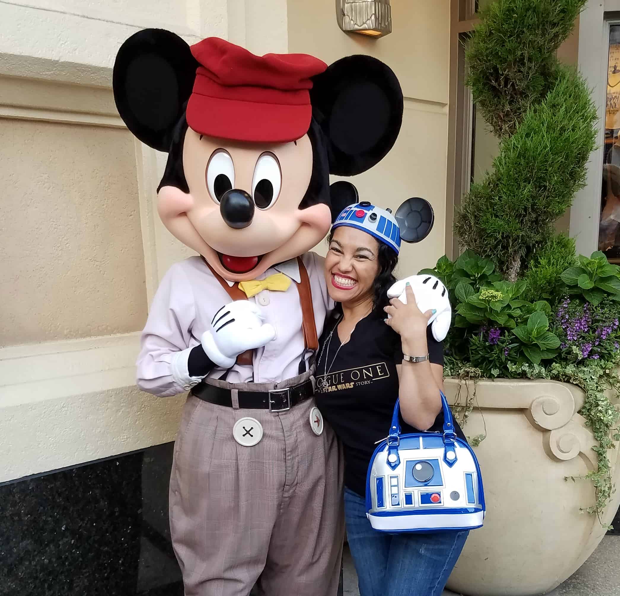 While at D23 Expo - Disneyland and Disney California Adventure - Mickey Mouse and Elayna Fernandez