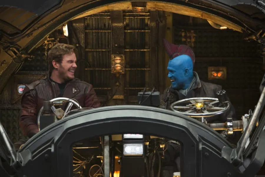 Guardians Of The Galaxy Vol. 2..BTS of Chris Pratt (Star-Lord/Peter Quill) and Yondu (Michael Rooker)..Ph: Chuck Zlotnick..©Marvel Studios 2017 Guardians Of The Galaxy Vol. 2..BTS of Chris Pratt (Star-Lord/Peter Quill) and Yondu (Michael Rooker)..Ph: Chuck Zlotnick..©Marvel Studios 2017