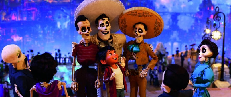COCO (Pictured) – IDOL CHATTER – In Disney•Pixar’s “Coco,” aspiring musician Miguel journeys through the Land of the Dead in search of his idol, Ernesto de la Cruz. Miguel meets the popular performer at Ernesto’s annual Día de Muertos party. Featuring Anthony Gonzalez as the voice of Miguel, and Benjamin Bratt as the voice of Ernesto de la Cruz, “Coco” opens in U.S. theaters on Nov. 22, 2017. ©2017 Disney•Pixar. All Rights Reserved.
