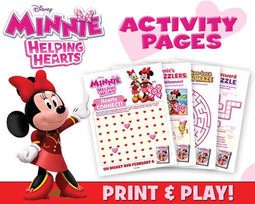 Disney Junior - Minnie Helping Hearts print and play activity sheets