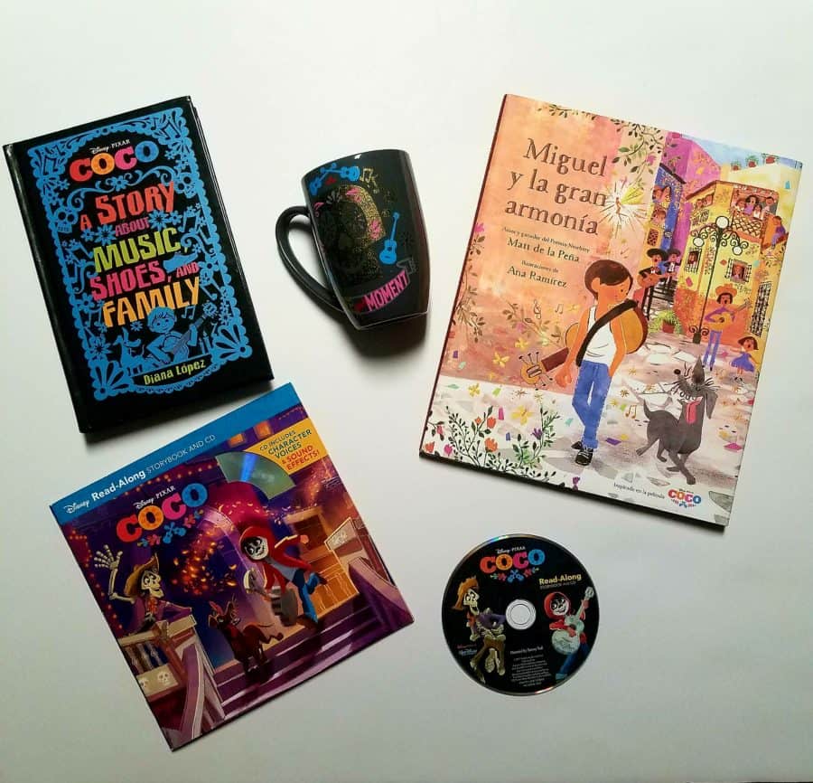 Pixar Coco giveaway - DVD Bluray / Coco Books and Miguel Mug