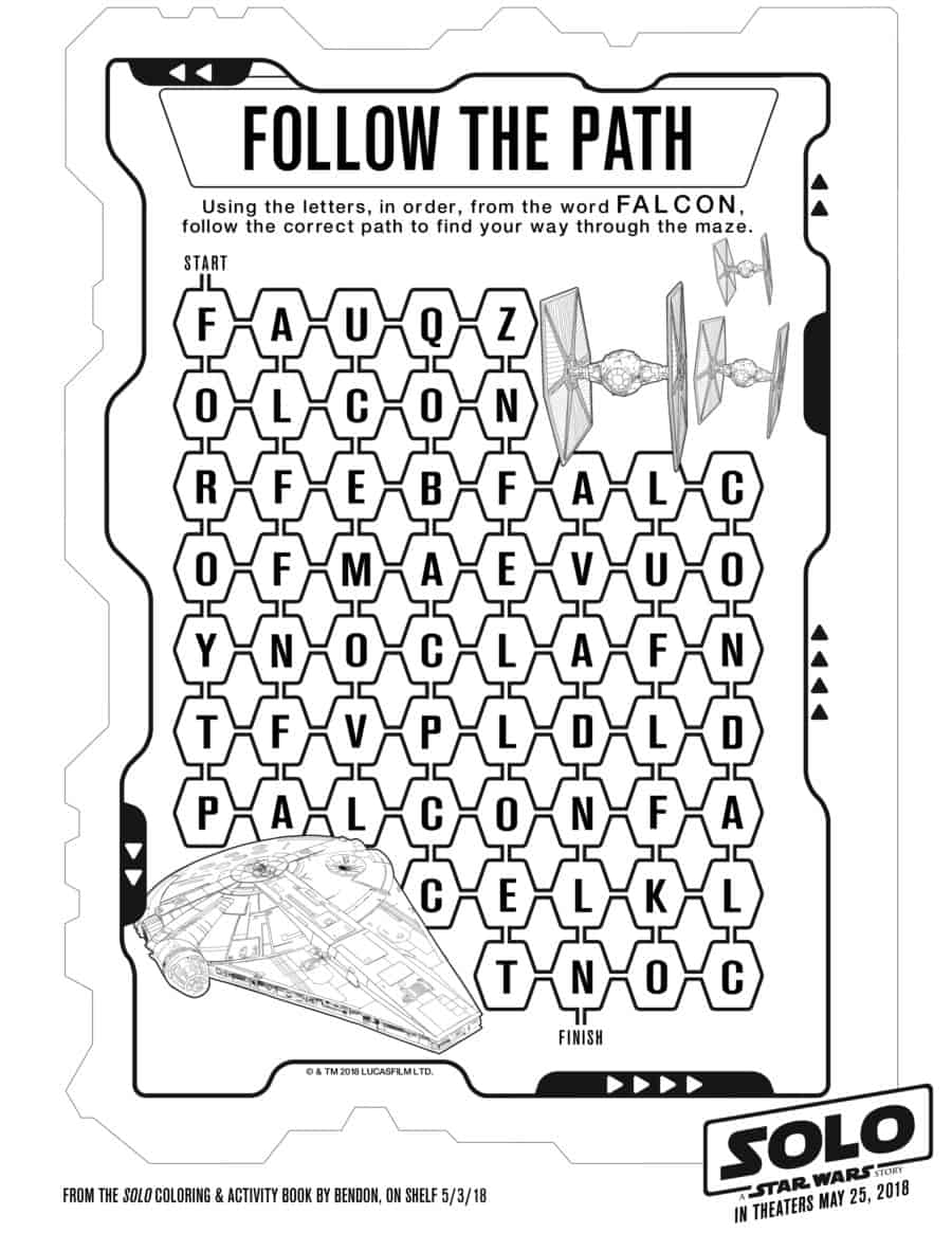 Starwars Printable Follow The Path Han Solo A Star Wars Story