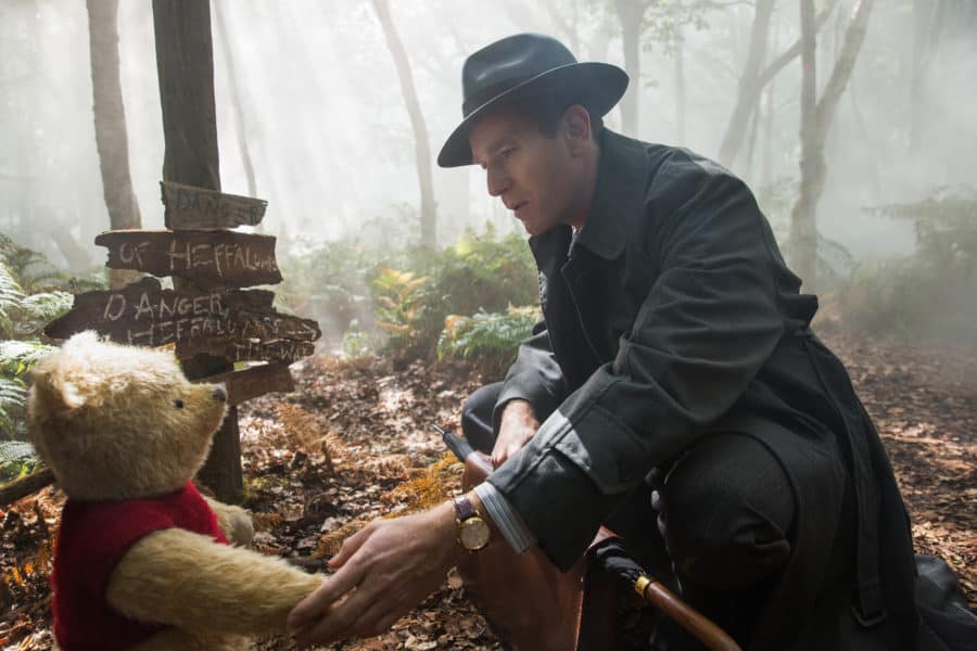 Christopher Robin (Ewan McGregor) with his long time friend Winnie the Pooh in Disney’s live-action adventure CHRISTOPHER ROBIN.