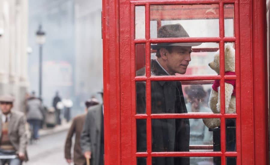 Christopher Robin (Ewan McGregor) and his longtime friend Winnie the Pooh in Disney’s CHRISTOPHER ROBIN.