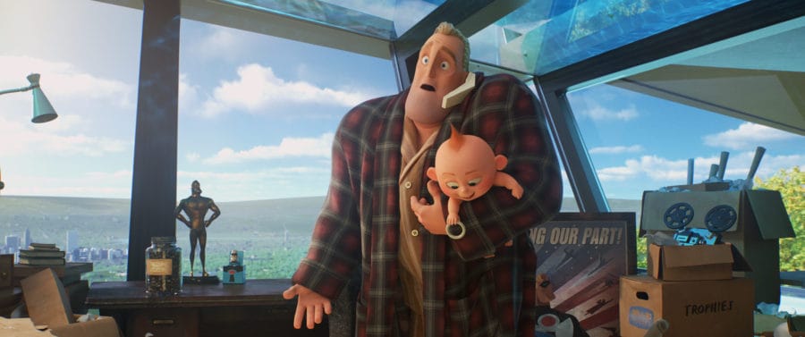 EVERYTHING’S FINE – In “Incredibles 2,” Bob navigates life at home while Helen is tackling a new mission to bring back Supers. But life at home gets complicated when Bob discovers that Jack-Jack has powers. Directed by Brad Bird and produced by John Walker and Nicole Paradis Grindle, “Incredibles 2” opens in U.S. theaters on June 15, 2018. ©2018 Disney•Pixar. All Rights Reserved.