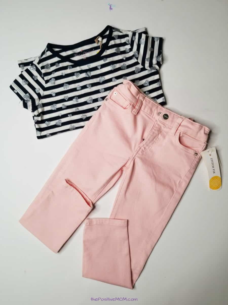 Stitch Fix Kids Warp + Weft Lily Skinny Jean and Tailor Vintage Janice Glitter Detail Top