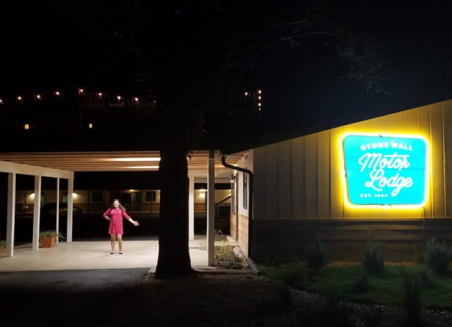 Stonewall Motor Lodge at Night Motel Texas