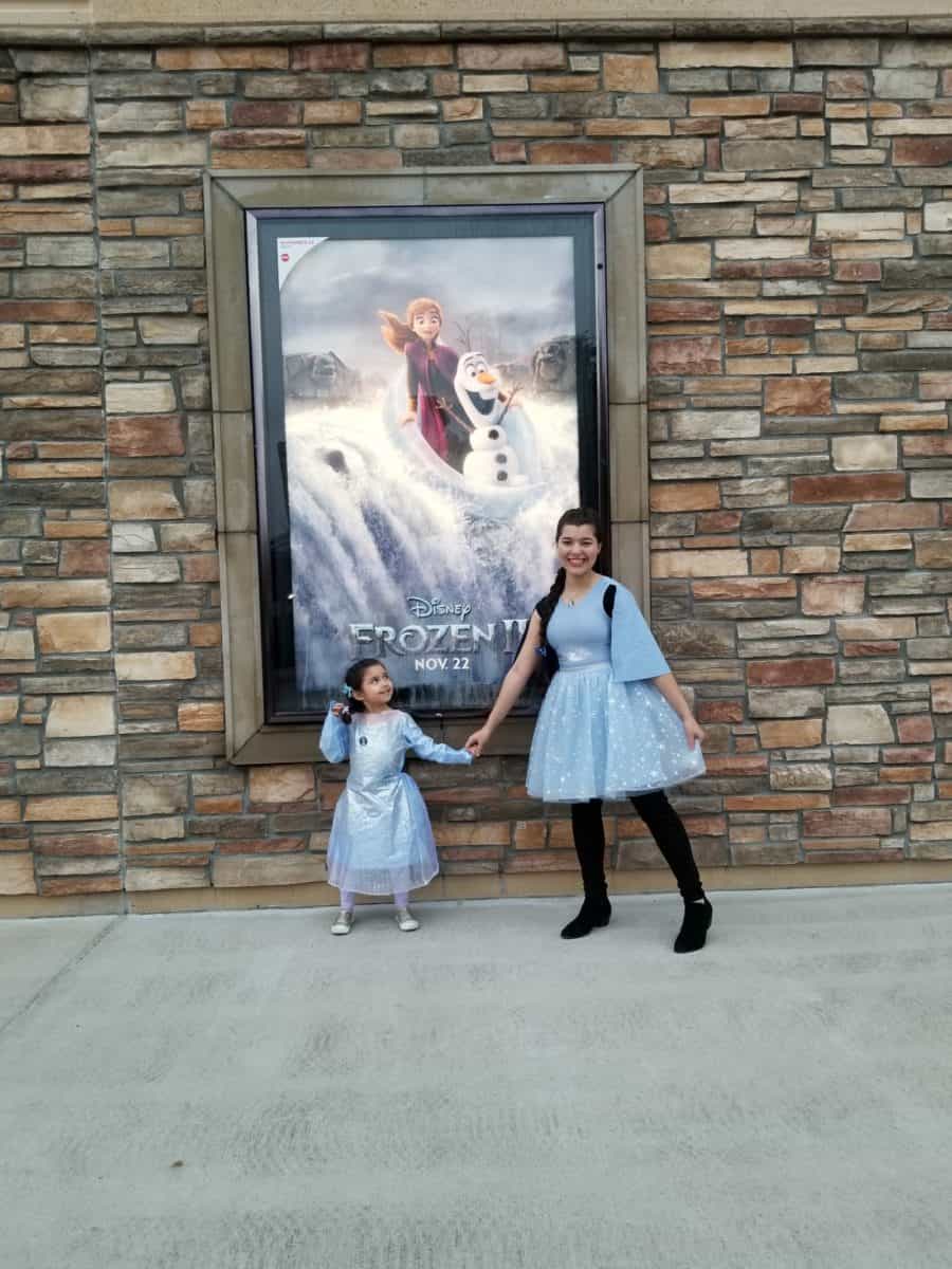 Disney Frozen family night out big Elsa small Elsa Frozen 2