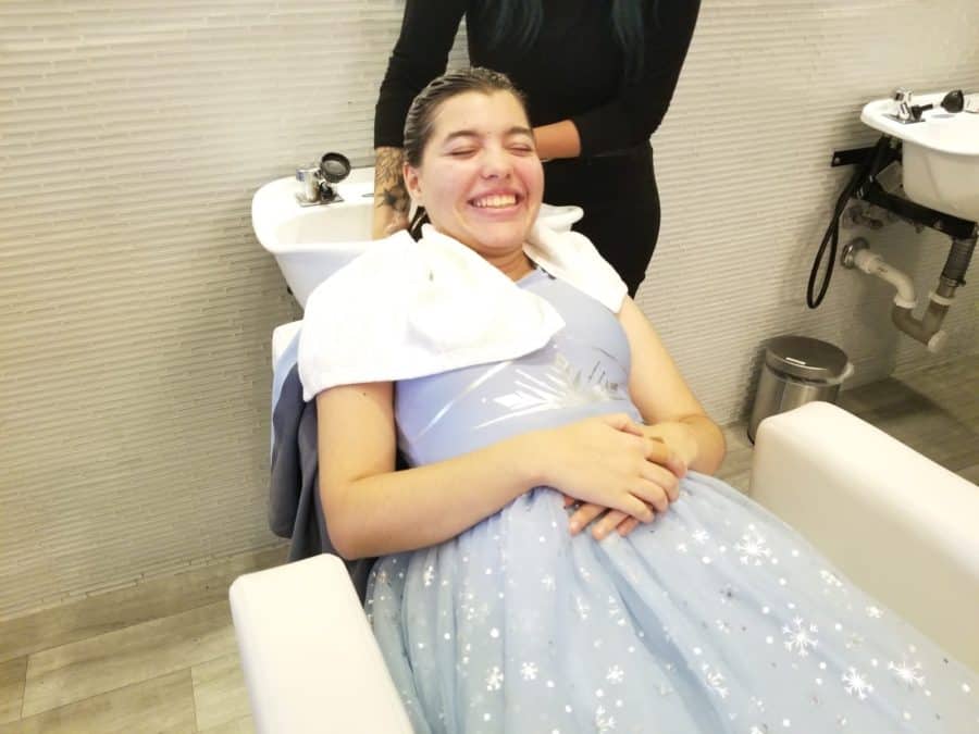 Disney Frozen family night out Frozen 2 hair wash The Dry Bar