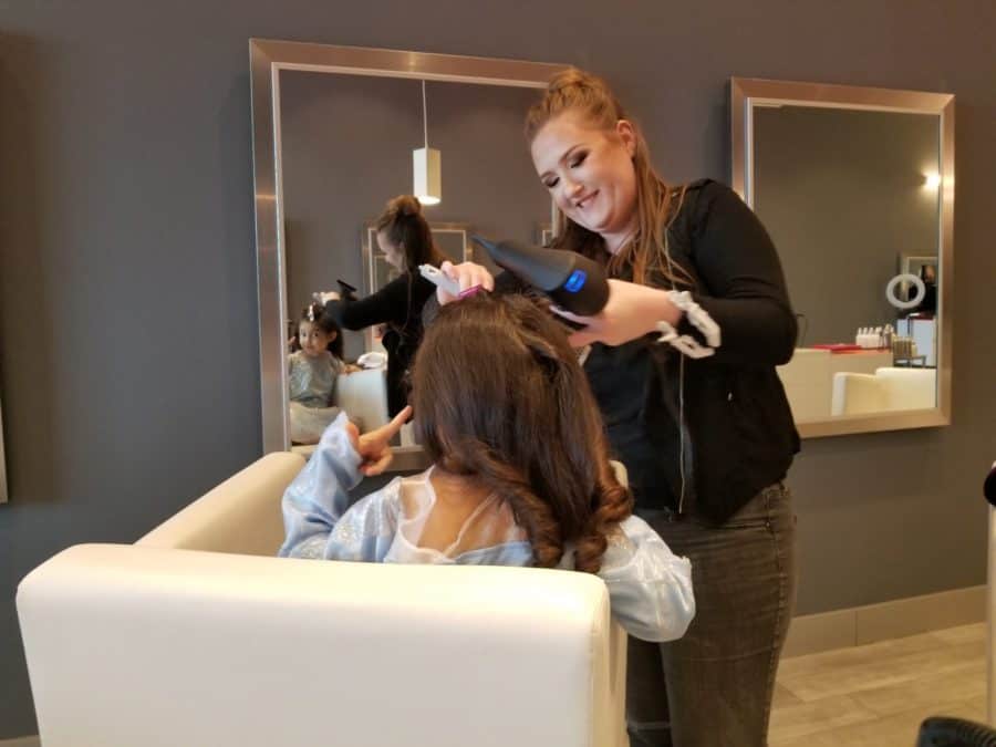 Disney Frozen family night out The Dry Bar hairdo