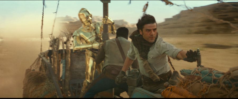 C3PO (Anthony Daniels), Finn (John Boyega) and Poe Dameron (Oscar Isaac) in STAR WARS:  THE RISE OF SKYWALKER.