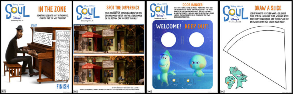 Activity Sheets for Kids From Disney Pixar SOUL