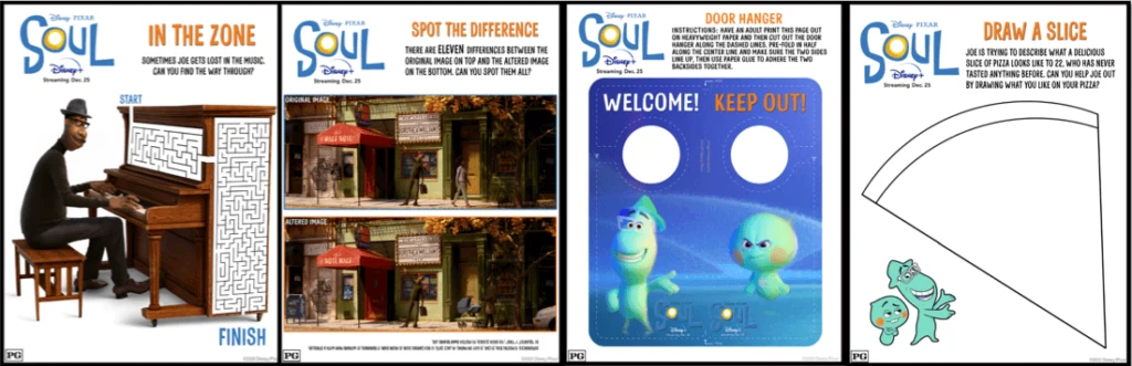Activity Sheets for Kids From Disney Pixar SOUL