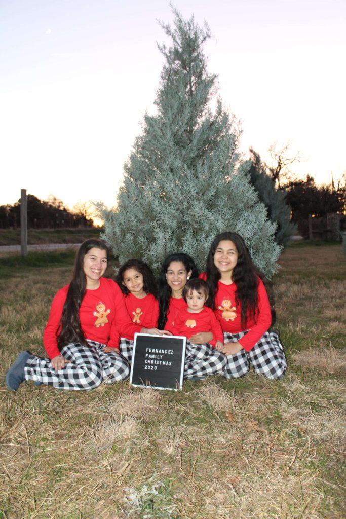 EF Girls Family Christmas Tree Photo