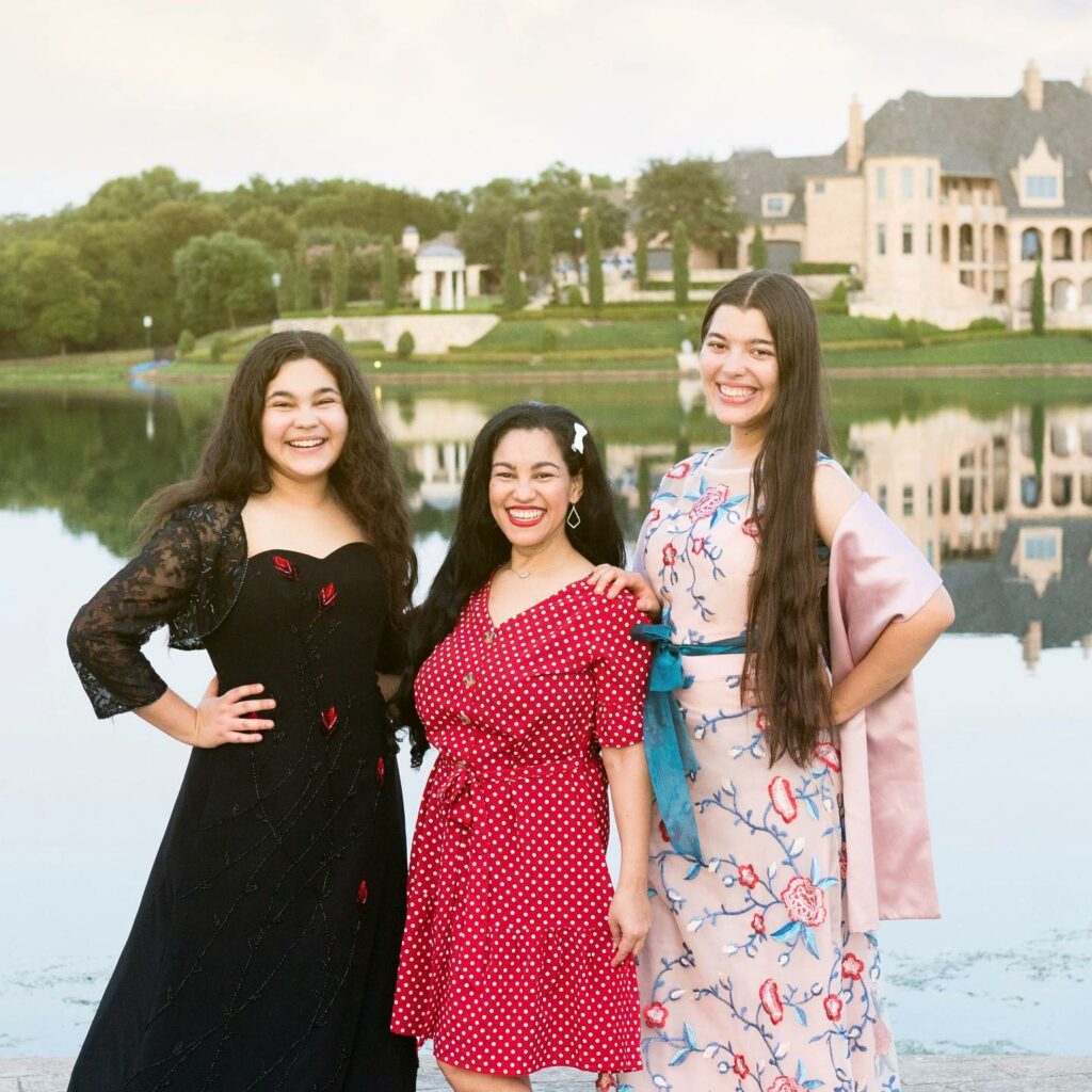 Mom and teen daughters