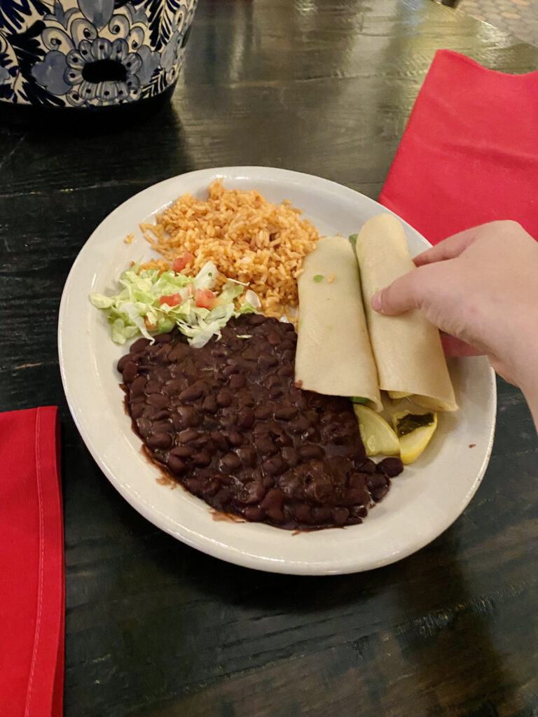 Hispanic Heritage Month Hispanic Heritage Trail Chevrolet enjoying enchiladas at El Fenix the original oldest restaurant in Dallas 2021 Chevy Silverado