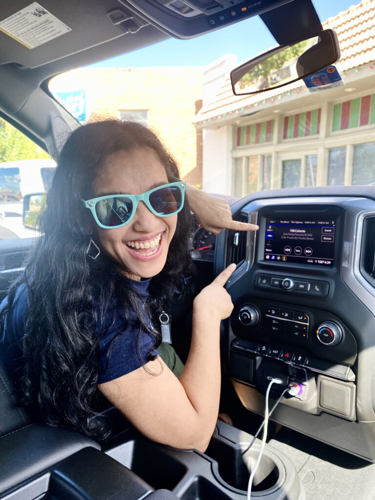 Hispanic Heritage Month Hispanic Heritage Trail Chevrolet Elayna driving the 2021 Chevy Silverado