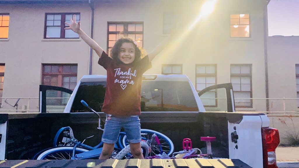 Hispanic Heritage Month Hispanic Heritage Trail Chevrolet Eliana and her new bikes in the Chevy Silverado