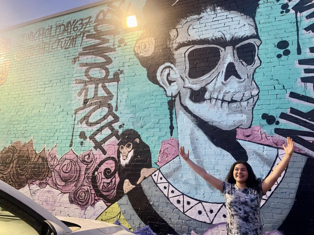 Hispanic Heritage Month Hispanic Heritage Trail - 2021 Chevy Silverado - Frida Kahlo Mural in Deep Ellum - Dallas, Texas