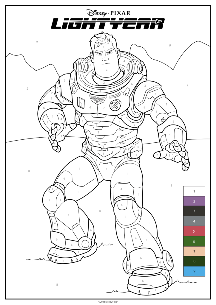 Lightyear Movie Color by Numbers Buzz Coloring Page