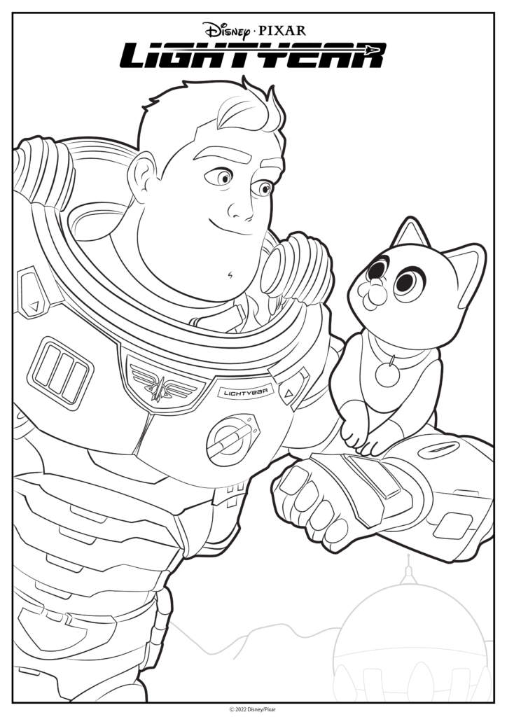 Lightyear Movie Buzz and Sox Coloring Page