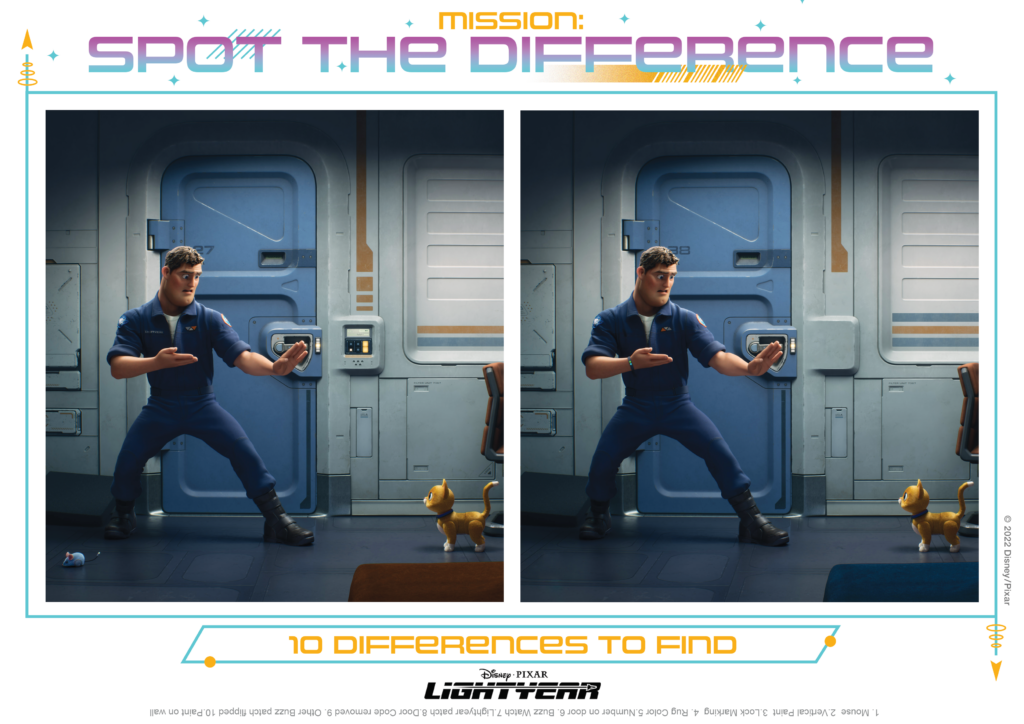 Lightyear Movie Spot the Difference - Buzz room