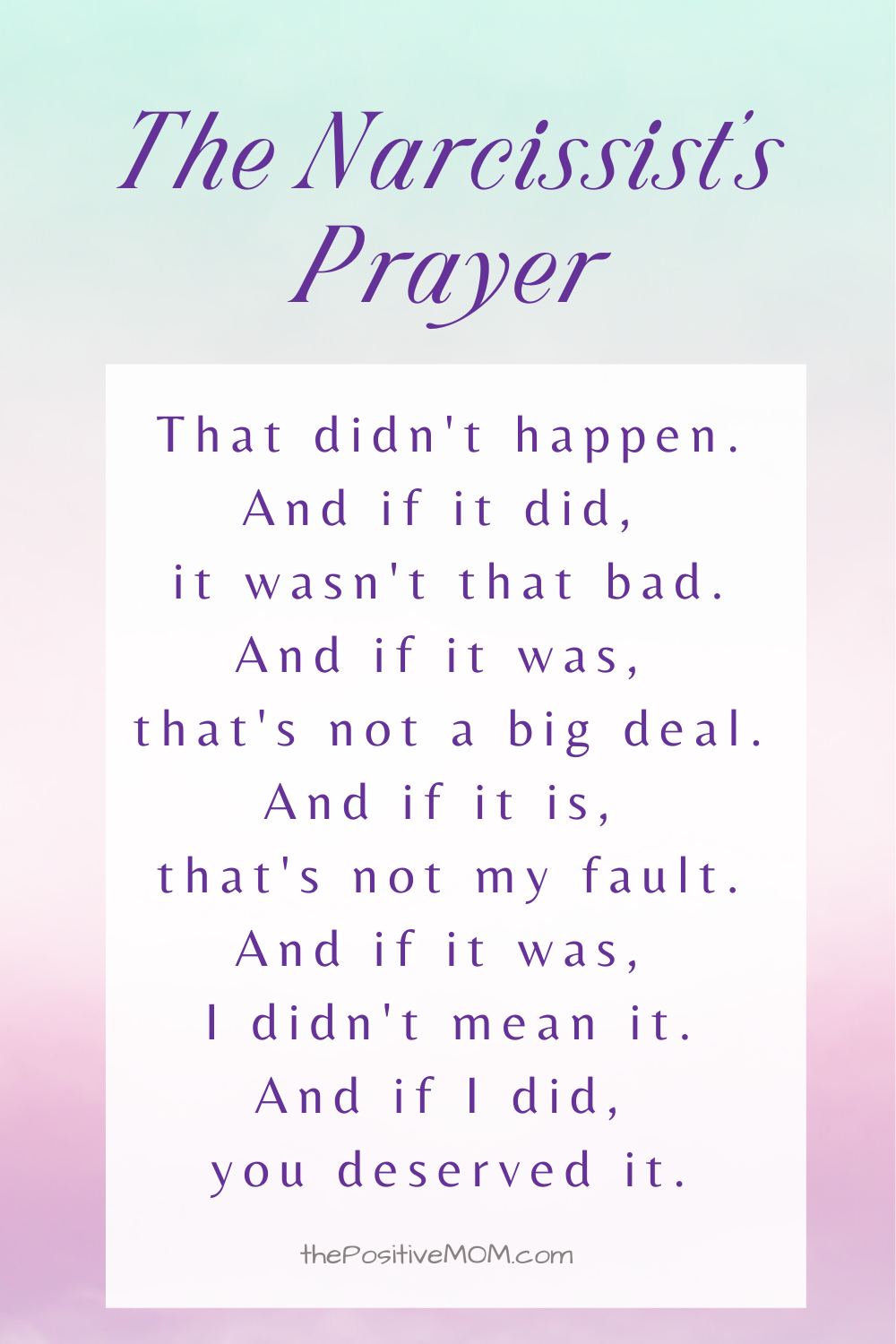 A Narcissist s Prayer The Trauma Survivor Mantra MetaFilter
